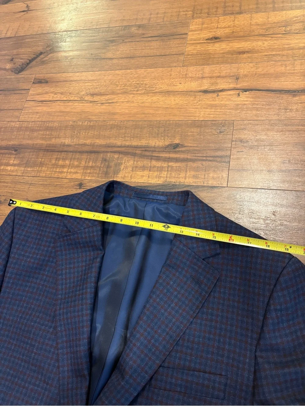 Charles Tyrwhitt Wool Texture Jacket Blazer Men’s 44 Ink Blue Check Light Weight
